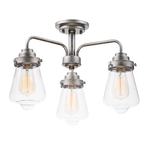 Cape Cod - 3 Light Flush Mount In Rustic Style-14.25 Inches Tall and 21 Inches Wide - 1309406