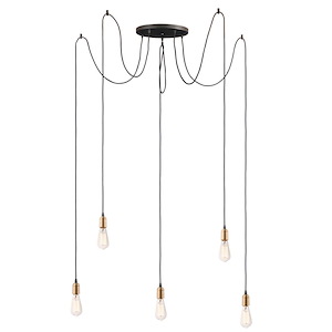 Early Electric-Five Light Pendant-13.75 Inches wide by 3.25 inches high