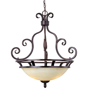 Manor-Three Light Invert Bowl Pendant in Early American style-23 Inches wide by 26.5 inches high - 214203