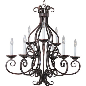 Manor-Nine Light 2-Tier Chandelier in Early American style-29 Inches wide by 31.5 inches high - 1090282