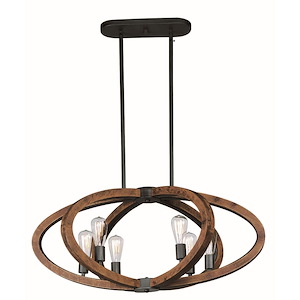 Bodega Bay - 36W 6 LED Pendant with Bulb In Rustic Style-16.5 Inches Tall and 22.25 Inches Wide