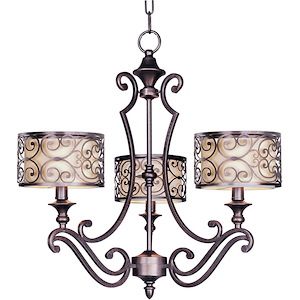 Mondrian-Three Light Chandelier in Mediterranean style-24.5 Inches wide by 23.5 inches high