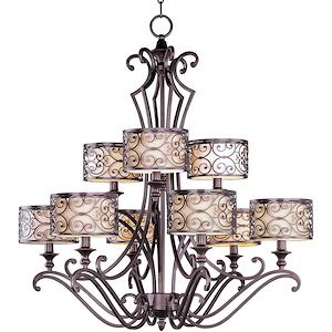 Mondrian-Nine Light 2-Tier Chandelier in Mediterranean style-34 Inches wide by 36.5 inches high