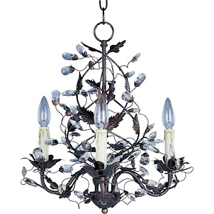 Elegante-3 Light Mini Chandelier in Leaf style-18.5 Inches wide by 18 inches high