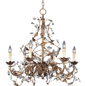 Elegante-6 Light Chandelier in Leaf style-26.5 Inches wide by 28.5 inches high