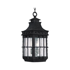 Nantucket-3 Light Outdoor Hanging Lantern in Early American style-8.5 Inches wide by 18.5 inches high - 65124
