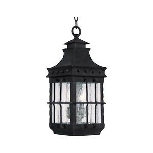 Nantucket-3 Light Outdoor Hanging Lantern in Early American style-8.5 Inches wide by 18.5 inches high