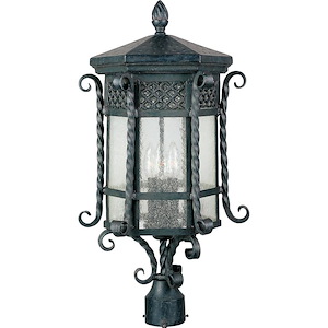 Scottsdale-3 Light Outdoor Pole/Post Mount in Mediterranean style-11 Inches wide by 25.5 inches high