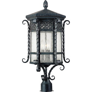 Scottsdale-3 Light Outdoor Pole/Post Mount in Mediterranean style-12.5 Inches wide by 25.5 inches high