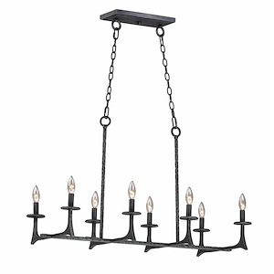 Anvil-Eight Light Linear Pendant-16.5 Inches wide by 21.5 inches high