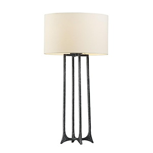 Anvil 1 Light Table Lamp Steel Base and White Fabric Shade