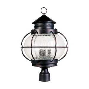 Portsmouth-Three Light Outdoor Pole/Post Mount in Early American style-14 Inches wide by 22 inches high