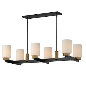 Ruffles - 6 Light Linear Pendant-8.75 Inches Tall and 37.5 Inches Wide