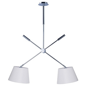 Hotel-Pendant 2 Light White Wafer Fabric-13.75 Inches wide by 33 inches high