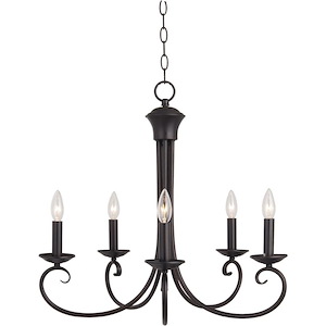 Loft-5 Light Chandelier in Early American style-25 Inches wide by 23 inches high - 1027775