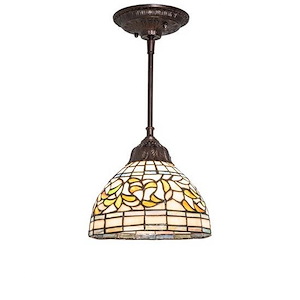 Tiffany Turning Leaf - 1 Light Mini Pendant-15 Inches Tall and 7 Inches Wide - 1099077