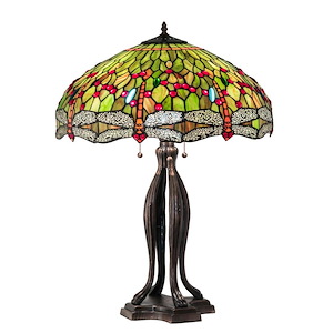 Tiffany Hanginghead Dragonfly - Three Light Table Lamp - 1209128