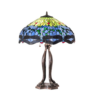 30 Inch High Tiffany Hanginghead Dragonfly Table Lamp