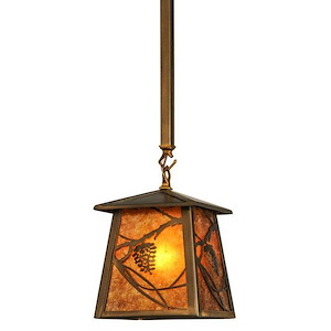 Whispering Pines - 1 Light Square Mini Pendant-31 Inches Tall and 10 Inches Wide - 1349054