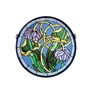 Pitcher Plant - 17 Inch x 17 Inch Medallion Stained Glass Window