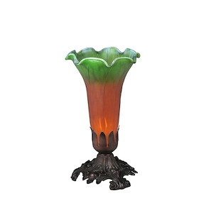 Amber/Green Pond Lily - 8 Inch 1 Light Accent Lamp - 74673