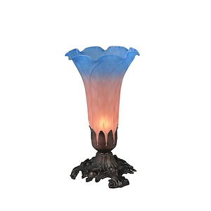 Pink/Blue Pond Lily - 8 Inch 1 Light Accent Lamp