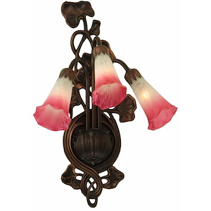 Pink/White Pond Lily - 10.5 Inch Three Light Wall Sconce - 828796