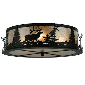 Elk at Dusk - 4 Light Flush Mount-8 Inches Tall and 22 Inches Wide - 1349264
