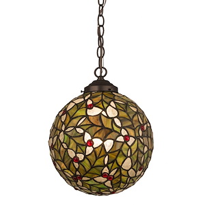 9 Inch Wide Holly Ball Pendant