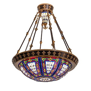 Fleur-de-lis - 4 Light Semi-Flush Mount-34.5 Inches Tall and 28 Inches Wide - 1349400