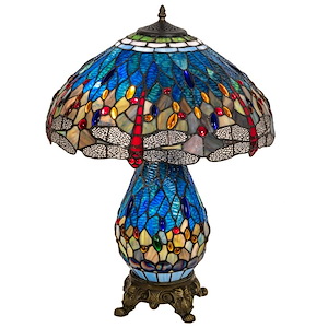 25 Inch High Tiffany Hanginghead Dragonfly Table Lamp - 444998