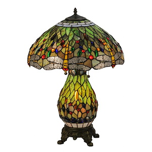 25 Inch H Tiffany Hanginghead Dragonfly Lighted Base Table Lamp - 830370