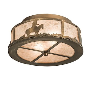 Cowboy & Steer - 2 Light Flush Mount-7.5 Inches Tall and 16 Inches Wide - 1349883