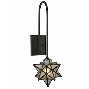 9 Inch W Moravian Star Clear Seeded Curved Arm Wall Sconce