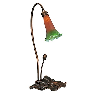 Amber/Green Pond Lily - 16 Inch 1 Light Accent Lamp - 74712