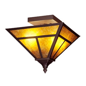 T Mission - 2 Light Square Flush Mount-12.5 Inches Tall and 18.5 Inches Wide - 1350460