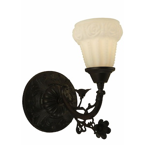 7 Inch Wide White Puffy Rose Wall Sconce - 830887