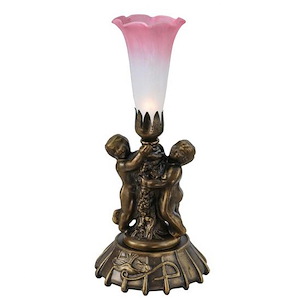 Twin Cherub Pond Lily - 1 Light Mini Lamp-12 Inches Tall and 5 Inches Wide - 1099115
