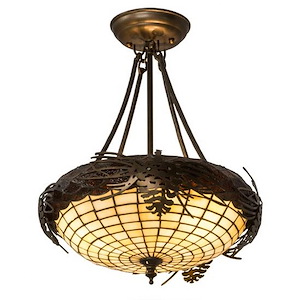 Whispering Pines - 3 Light Semi-Flush Mount-17 Inches Tall and 13.5 Inches Wide - 1350565