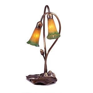 Amber/Green Pond Lily - 2 Light Accent Lamp