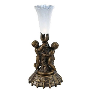 Twin Cherub Pond Lily - 1 Light Mini Lamp-12 Inches Tall and 5 Inches Wide