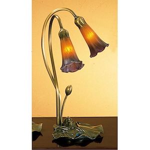 Amber/Purple Pond Lily - 2 Light Accent Lamp - 74730
