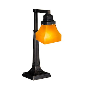 20 Inch H Bungalow Frosted Amber Desk Lamp