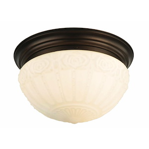 15.25 Inch Wide White Puffy Rose Flush Mount - 830886
