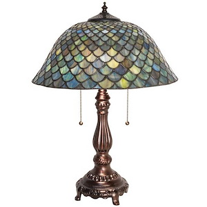 Tiffany Fishscale - 2 Light Table Lamp-22 Inches Tall and 16 Inches Wide