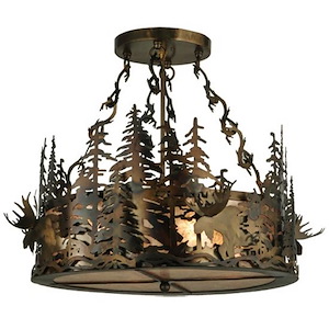 Moose at Dusk - 4 Light Inverted Pendant-20 Inches Tall and 23 Inches Wide - 1350886