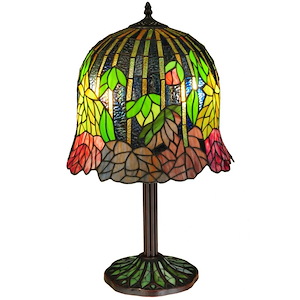 23 Inch H Tiffany Honey Locust Base Table Lamp - 445082
