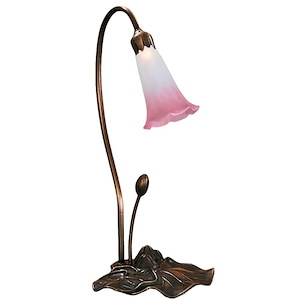 Pink/White Pond Lily - 16 Inch 1 Light Accent Lamp - 74744