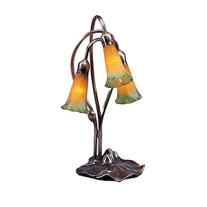 Amber/Green Pond Lily - 3 Light Accent Lamp