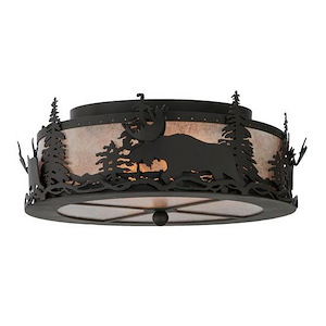 Moose at Dusk - 2 Light Flush Mount-7 Inches Tall and 17 Inches Wide - 1351138